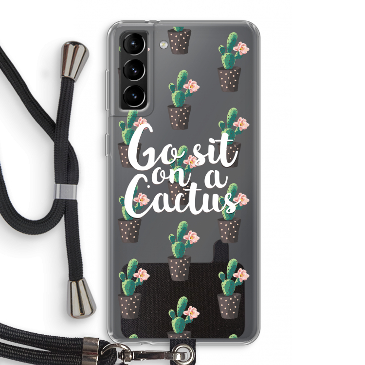 Cactus quote: Samsung Galaxy S21 Plus Transparant Hoesje met koord