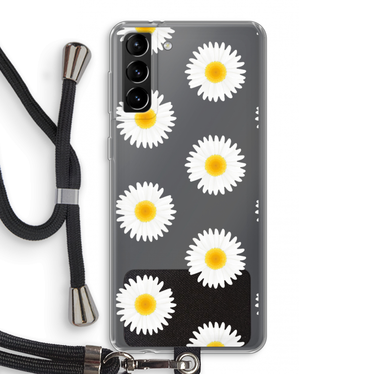 Margrietjes: Samsung Galaxy S21 Plus Transparant Hoesje met koord
