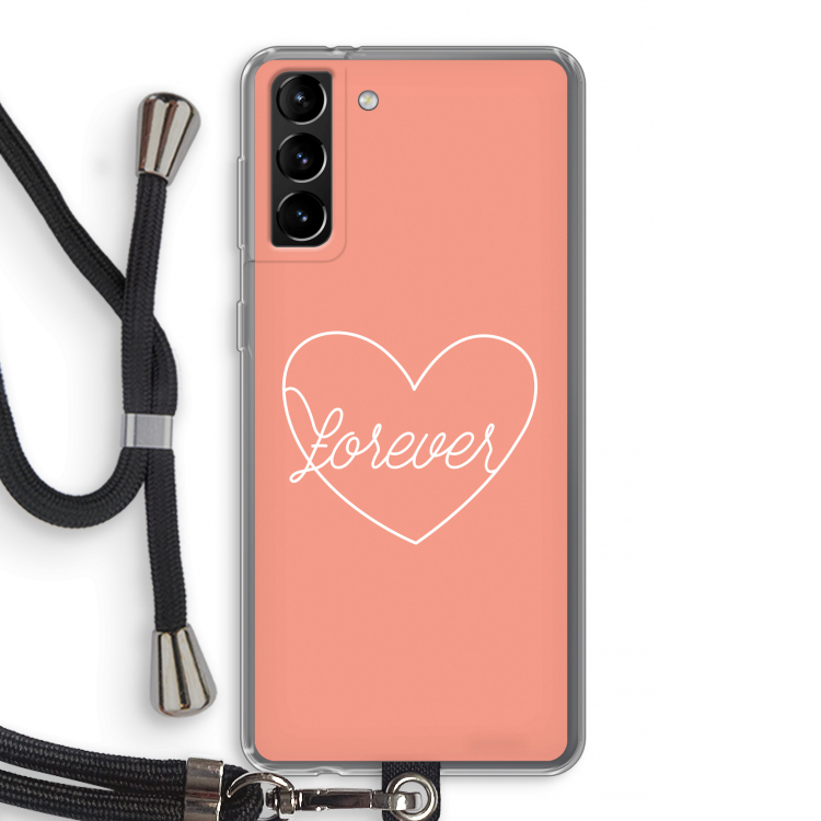 Forever heart: Samsung Galaxy S21 Plus Transparant Hoesje met koord