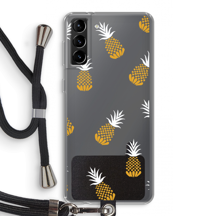 Ananasjes: Samsung Galaxy S21 Plus Transparant Hoesje met koord
