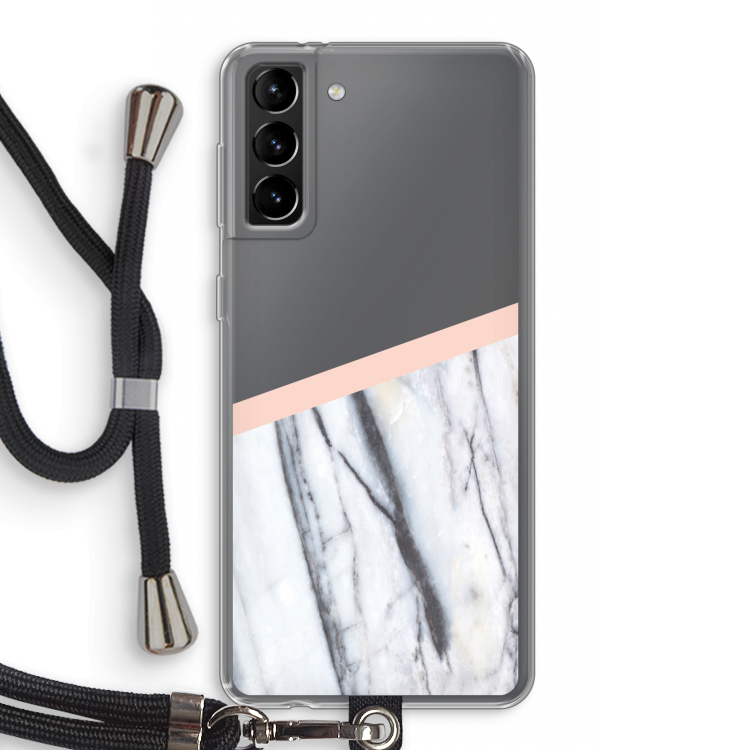 A touch of peach: Samsung Galaxy S21 Plus Transparant Hoesje met koord