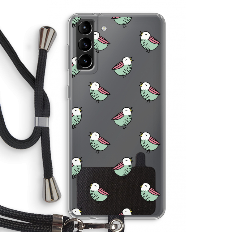 Vogeltjes: Samsung Galaxy S21 Plus Transparant Hoesje met koord