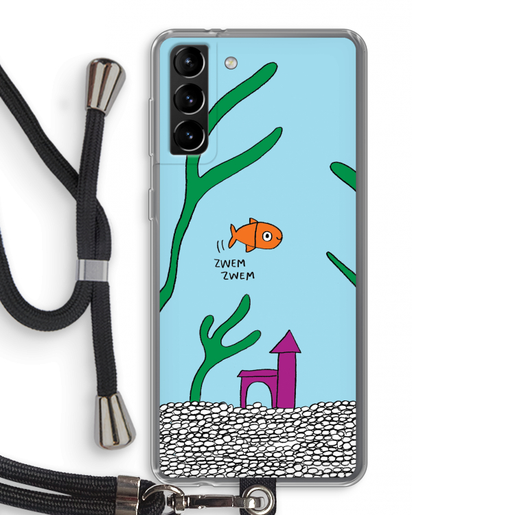 Aquarium: Samsung Galaxy S21 Plus Transparant Hoesje met koord