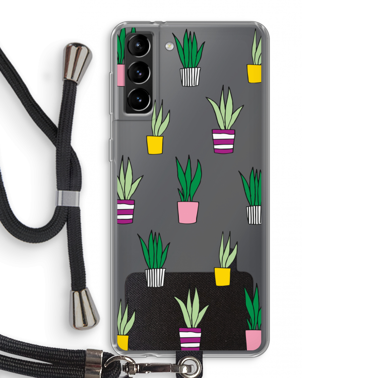 Sanseveria: Samsung Galaxy S21 Plus Transparant Hoesje met koord
