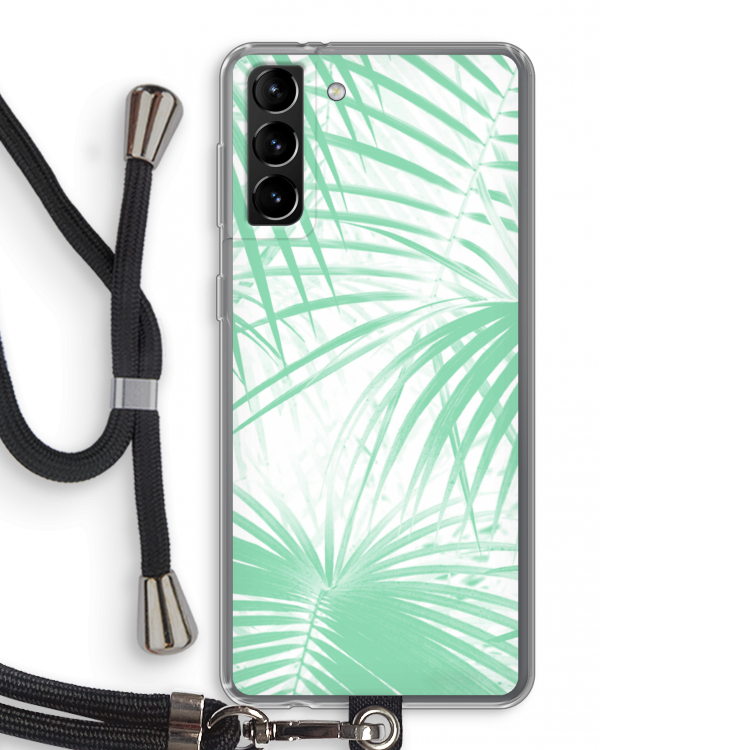 Palmbladeren: Samsung Galaxy S21 Plus Transparant Hoesje met koord