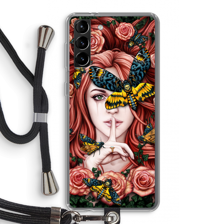 Lady Moth: Samsung Galaxy S21 Plus Transparant Hoesje met koord