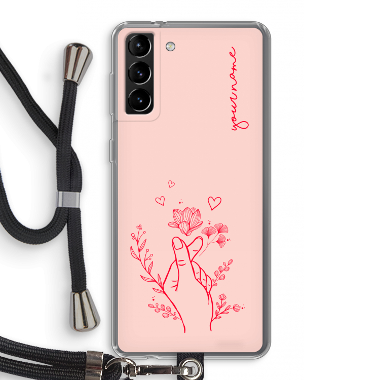 Giving Flowers: Samsung Galaxy S21 Plus Transparant Hoesje met koord