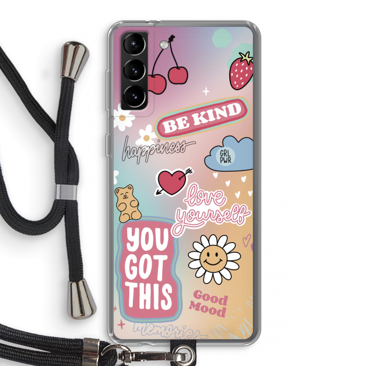 Positivity: Samsung Galaxy S21 Plus Transparant Hoesje met koord