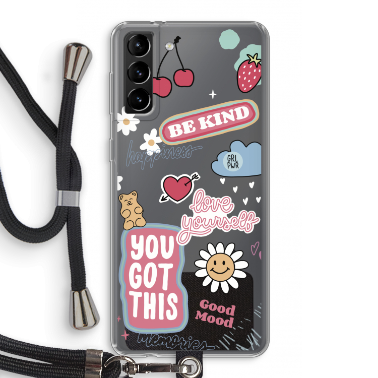 Positivity: Samsung Galaxy S21 Plus Transparant Hoesje met koord