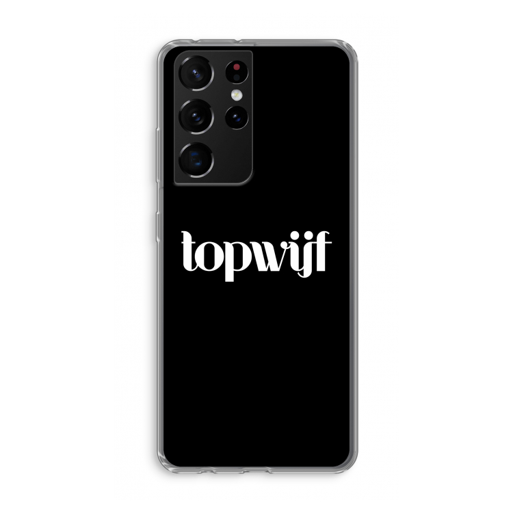 Topwijf Zwart: Samsung Galaxy S21 Ultra Transparant Hoesje