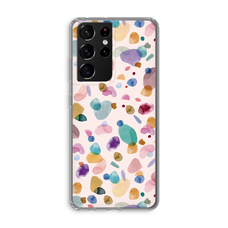 Terrazzo Memphis Pink: Samsung Galaxy S21 Ultra Transparant Hoesje