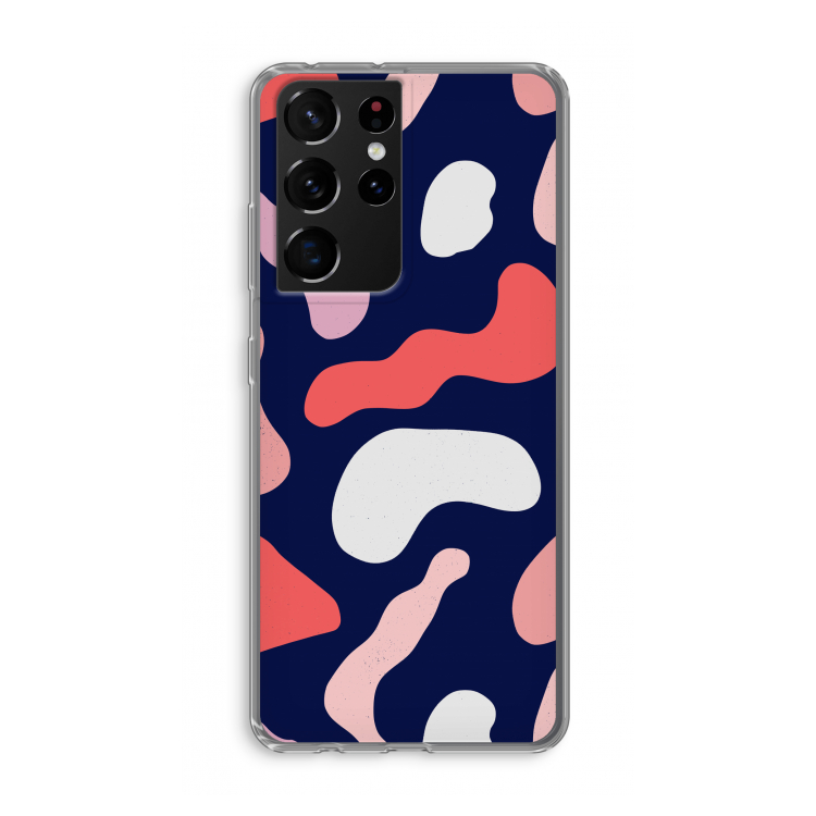 Memphis Shapes Pink: Samsung Galaxy S21 Ultra Transparant Hoesje