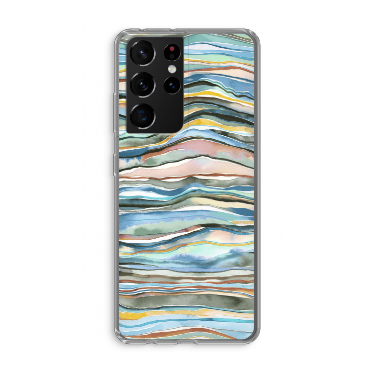 Watercolor Agate: Samsung Galaxy S21 Ultra Transparant Hoesje