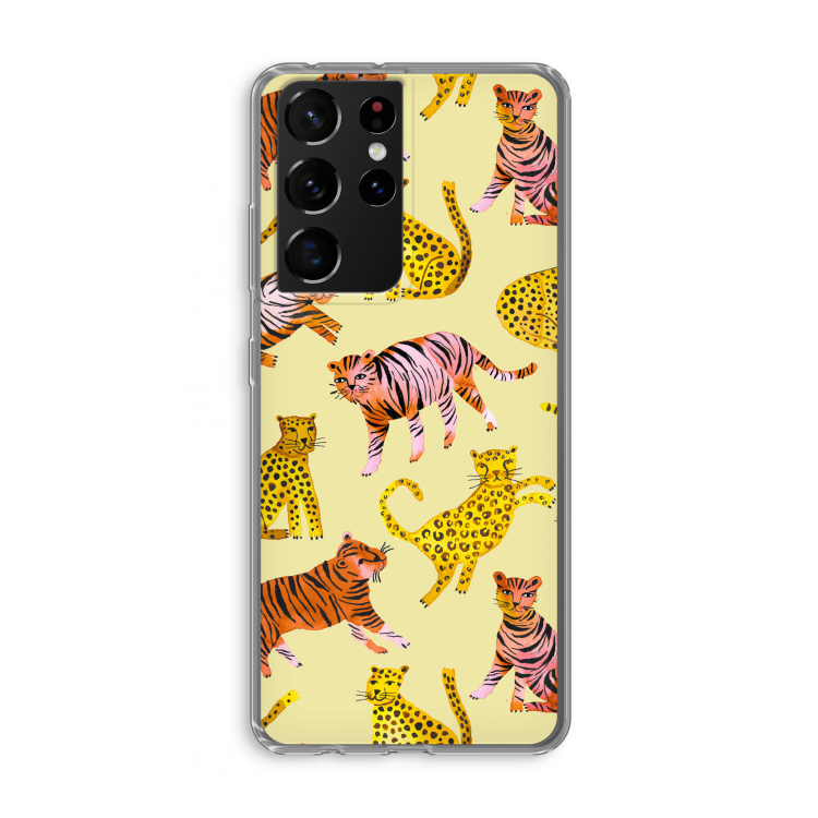 Cute Tigers and Leopards: Samsung Galaxy S21 Ultra Transparant Hoesje
