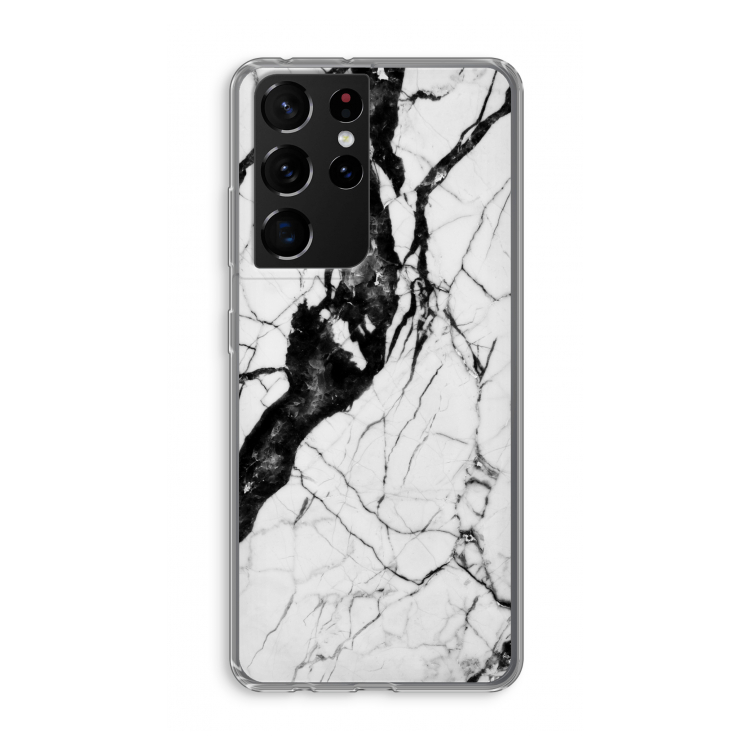 Witte marmer 2: Samsung Galaxy S21 Ultra Transparant Hoesje