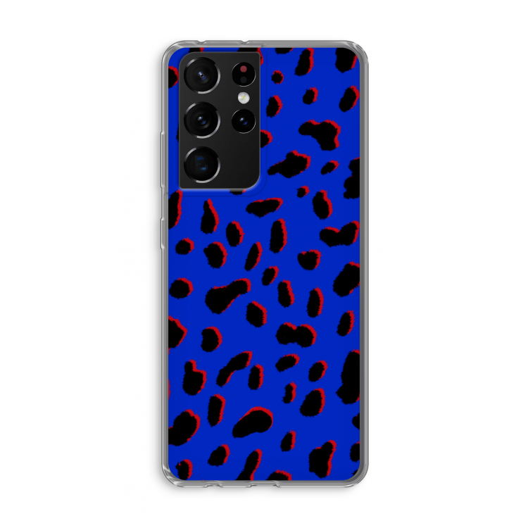 Blue Leopard: Samsung Galaxy S21 Ultra Transparant Hoesje