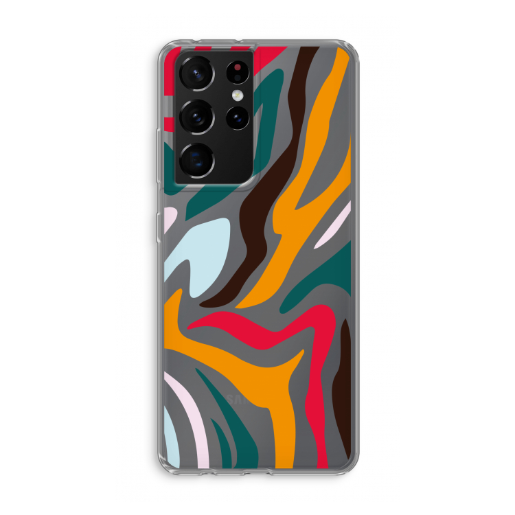 Colored Zebra: Samsung Galaxy S21 Ultra Transparant Hoesje