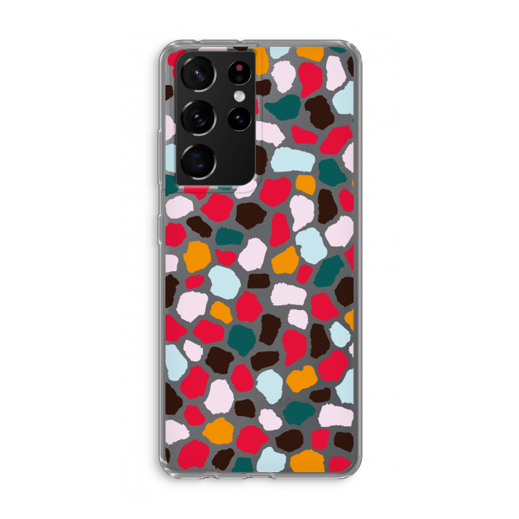 Colored Giraffe: Samsung Galaxy S21 Ultra Transparant Hoesje