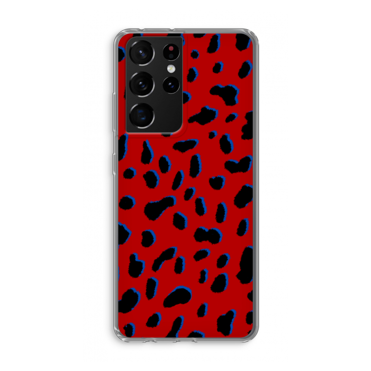 Red Leopard: Samsung Galaxy S21 Ultra Transparant Hoesje