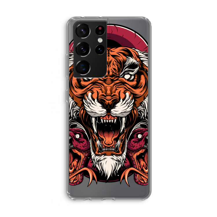 Tiger and Rattlesnakes: Samsung Galaxy S21 Ultra Transparant Hoesje