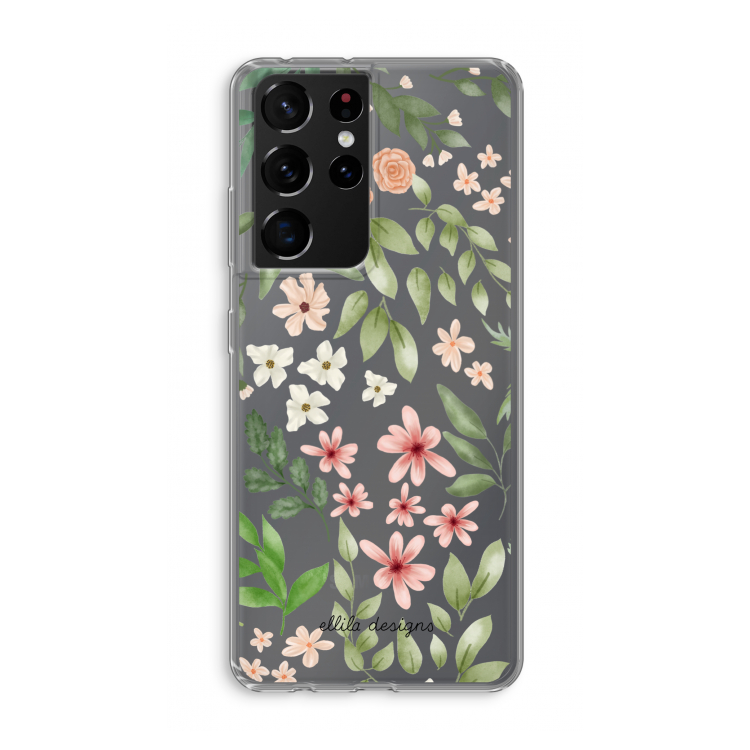 Botanical sweet flower heaven: Samsung Galaxy S21 Ultra Transparant Hoesje