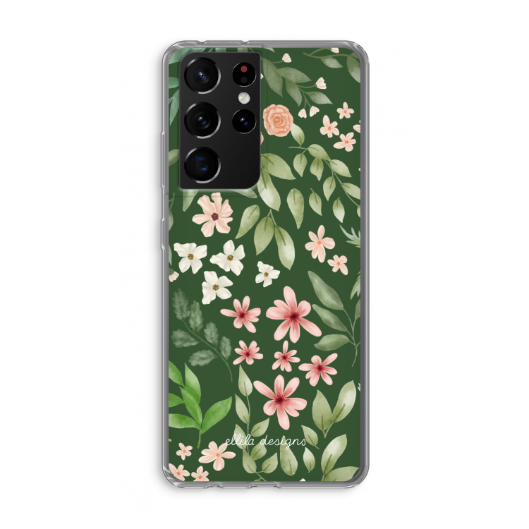 Botanical green sweet flower heaven: Samsung Galaxy S21 Ultra Transparant Hoesje