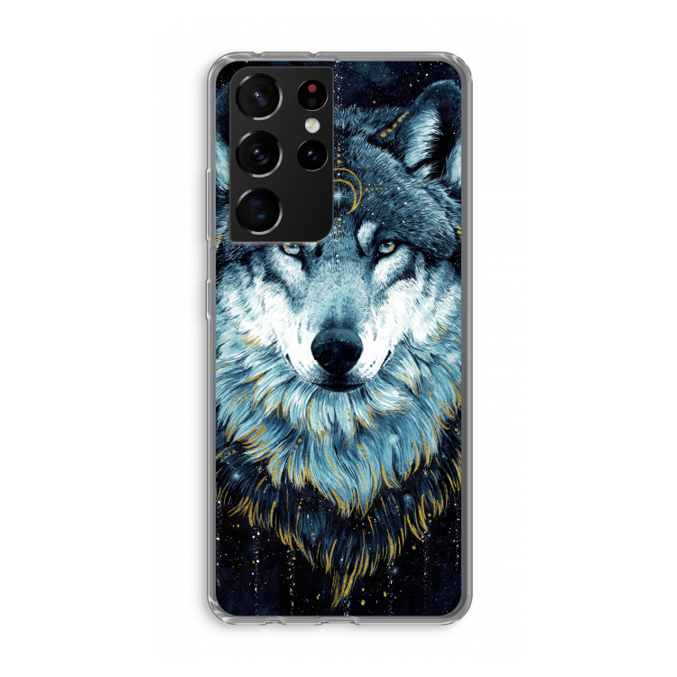 Darkness Wolf: Samsung Galaxy S21 Ultra Transparant Hoesje