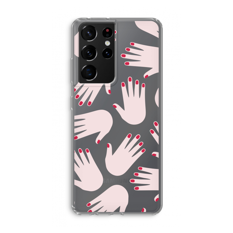 Hands pink: Samsung Galaxy S21 Ultra Transparant Hoesje