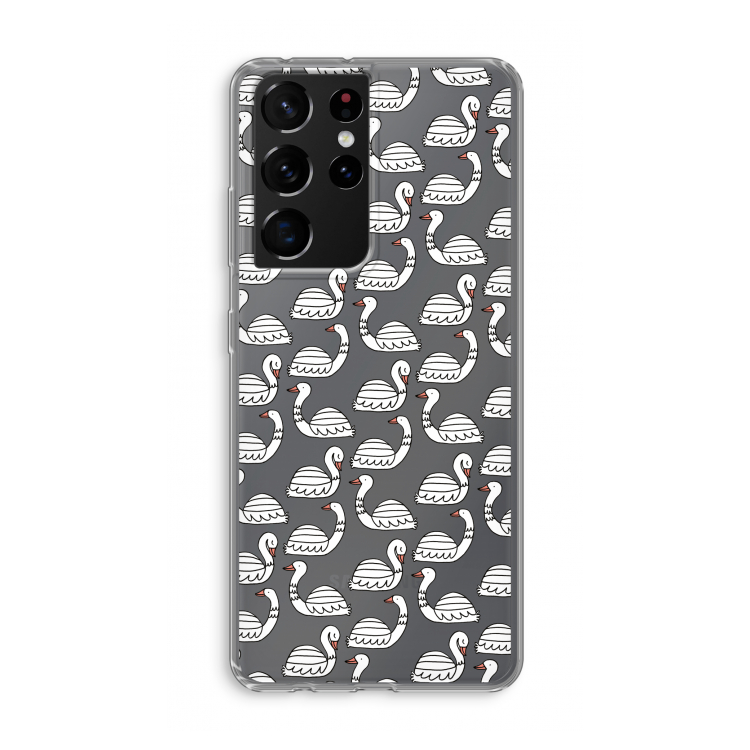 Zwanen: Samsung Galaxy S21 Ultra Transparant Hoesje