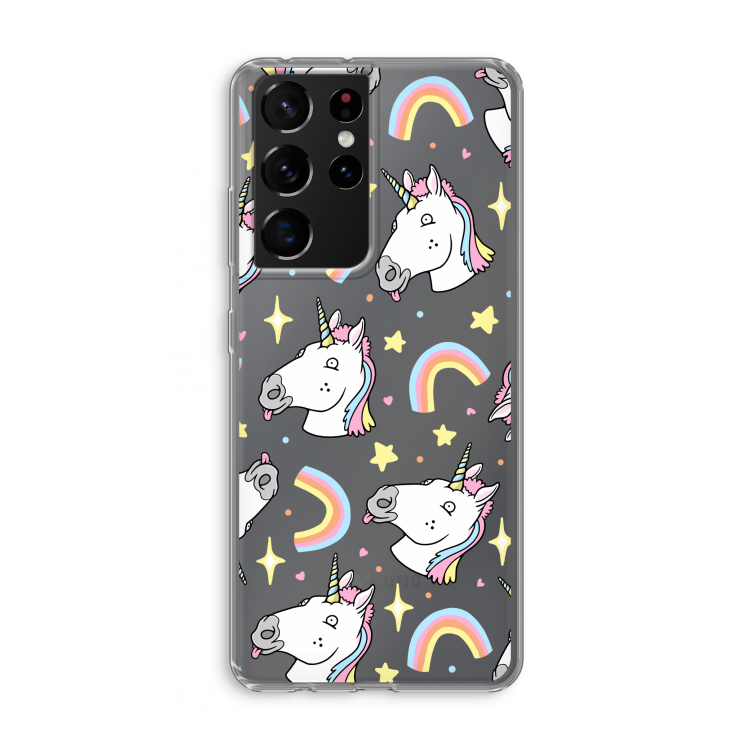 Rainbow Unicorn: Samsung Galaxy S21 Ultra Transparant Hoesje