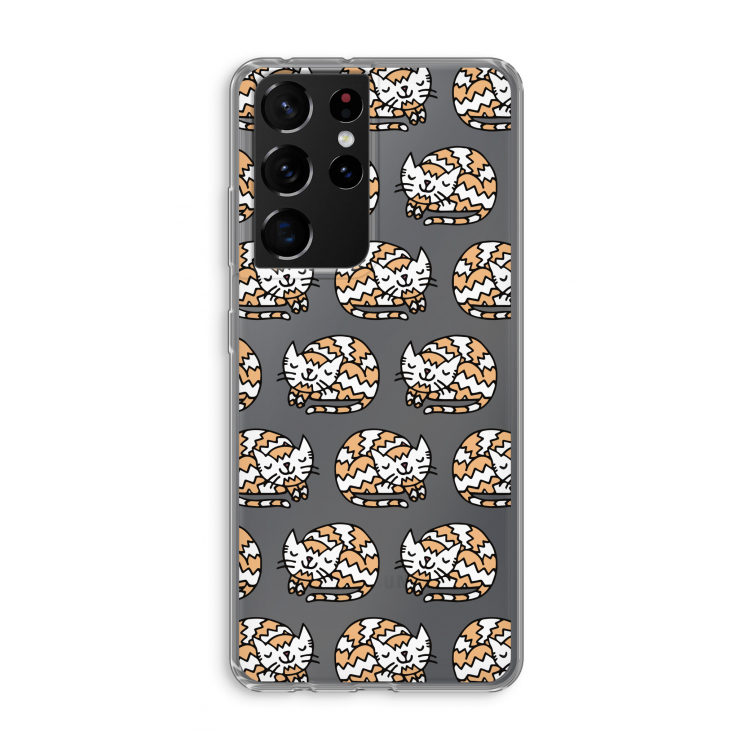 Slapende poes: Samsung Galaxy S21 Ultra Transparant Hoesje