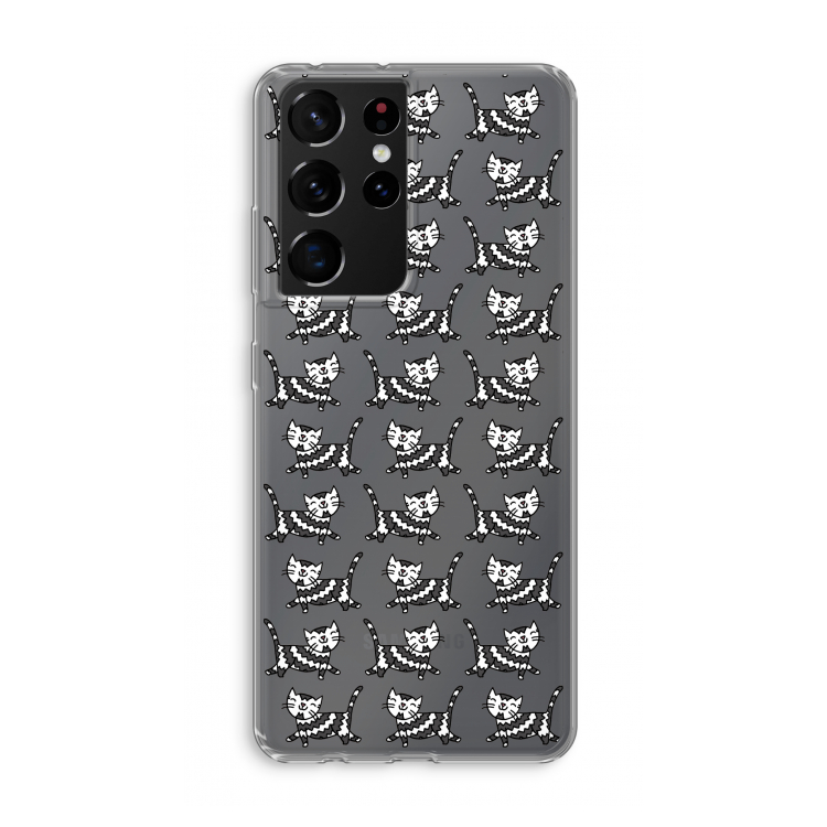 Zwarte poes: Samsung Galaxy S21 Ultra Transparant Hoesje