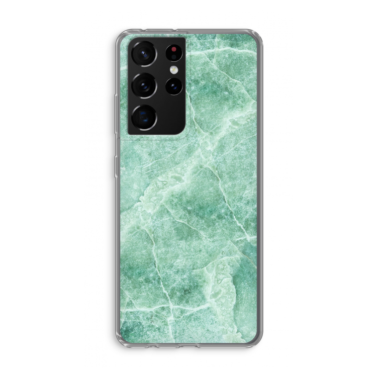 Groen marmer: Samsung Galaxy S21 Ultra Transparant Hoesje