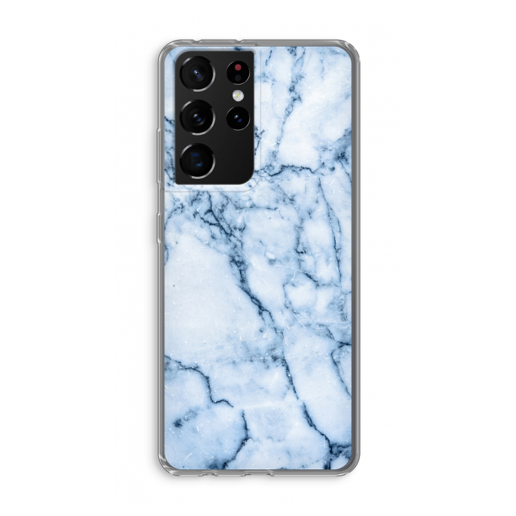 Blauw marmer: Samsung Galaxy S21 Ultra Transparant Hoesje