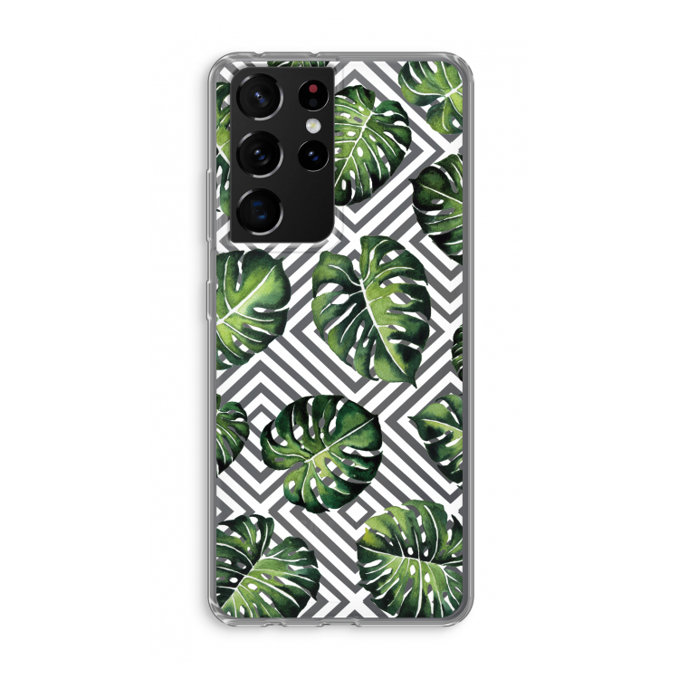 Geometrische jungle: Samsung Galaxy S21 Ultra Transparant Hoesje