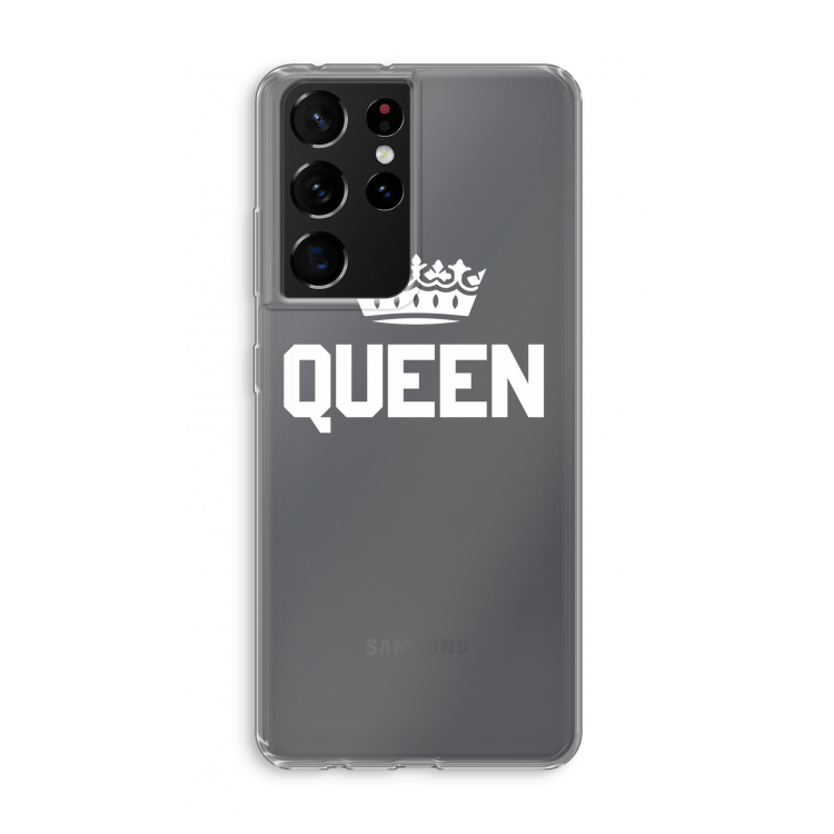 Queen zwart: Samsung Galaxy S21 Ultra Transparant Hoesje