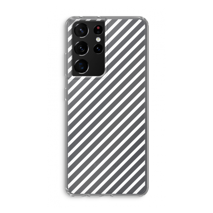 Strepen zwart-wit: Samsung Galaxy S21 Ultra Transparant Hoesje
