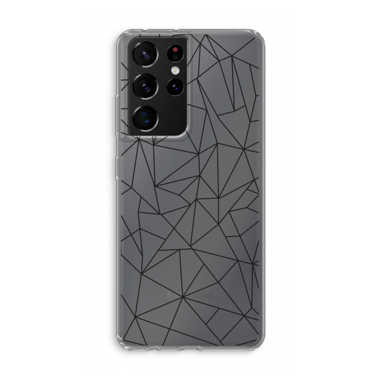 Geometrische lijnen zwart: Samsung Galaxy S21 Ultra Transparant Hoesje