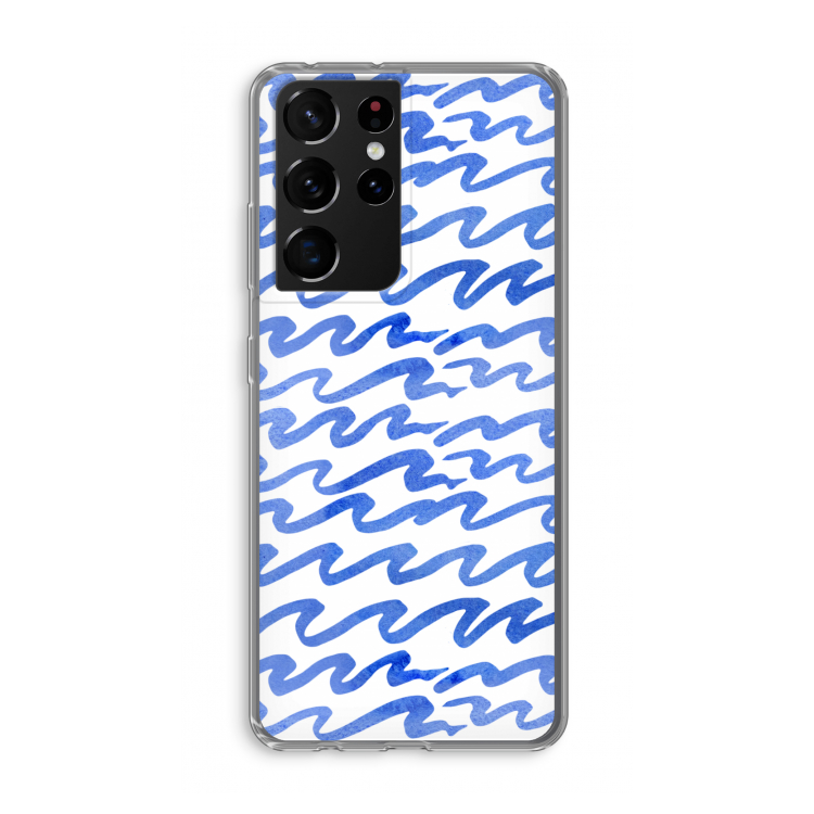 Blauwe golven: Samsung Galaxy S21 Ultra Transparant Hoesje