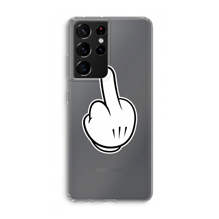 Middle finger white: Samsung Galaxy S21 Ultra Transparant Hoesje