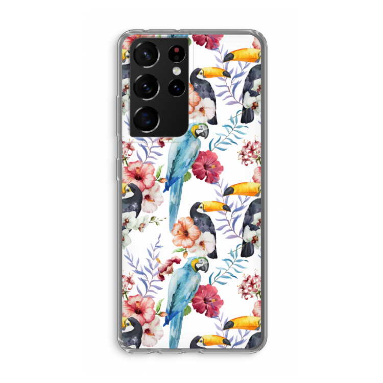 Bloemen tukan: Samsung Galaxy S21 Ultra Transparant Hoesje