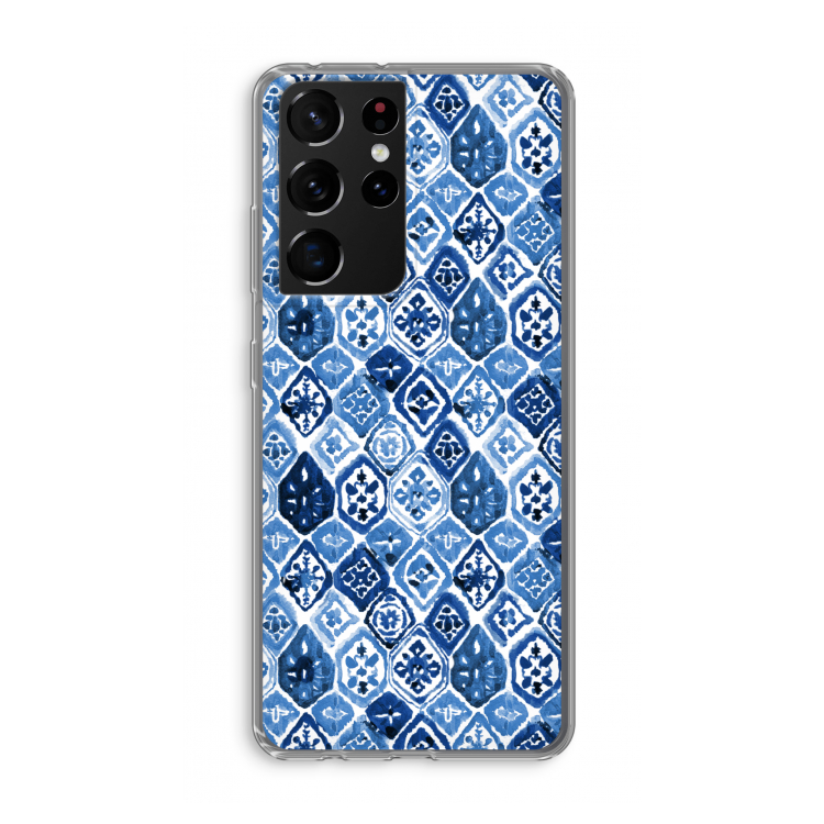 Blauw motief: Samsung Galaxy S21 Ultra Transparant Hoesje