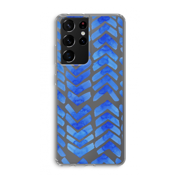 Blauwe pijlen: Samsung Galaxy S21 Ultra Transparant Hoesje