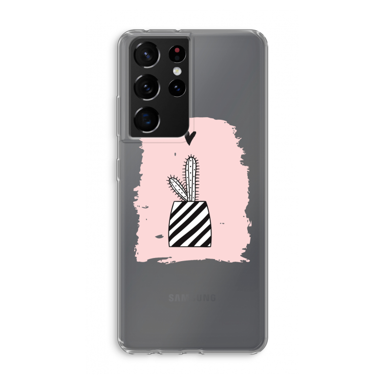 Zwart-wit cactus: Samsung Galaxy S21 Ultra Transparant Hoesje