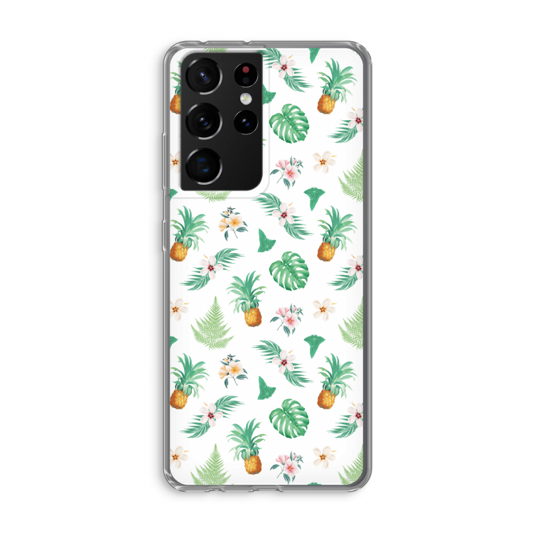 Ananas bladeren: Samsung Galaxy S21 Ultra Transparant Hoesje