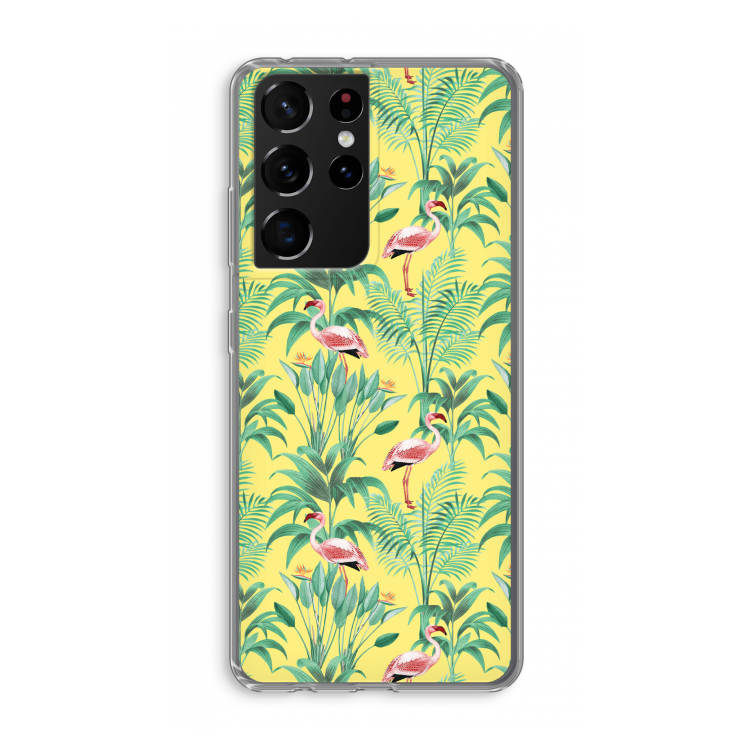 Flamingo party: Samsung Galaxy S21 Ultra Transparant Hoesje