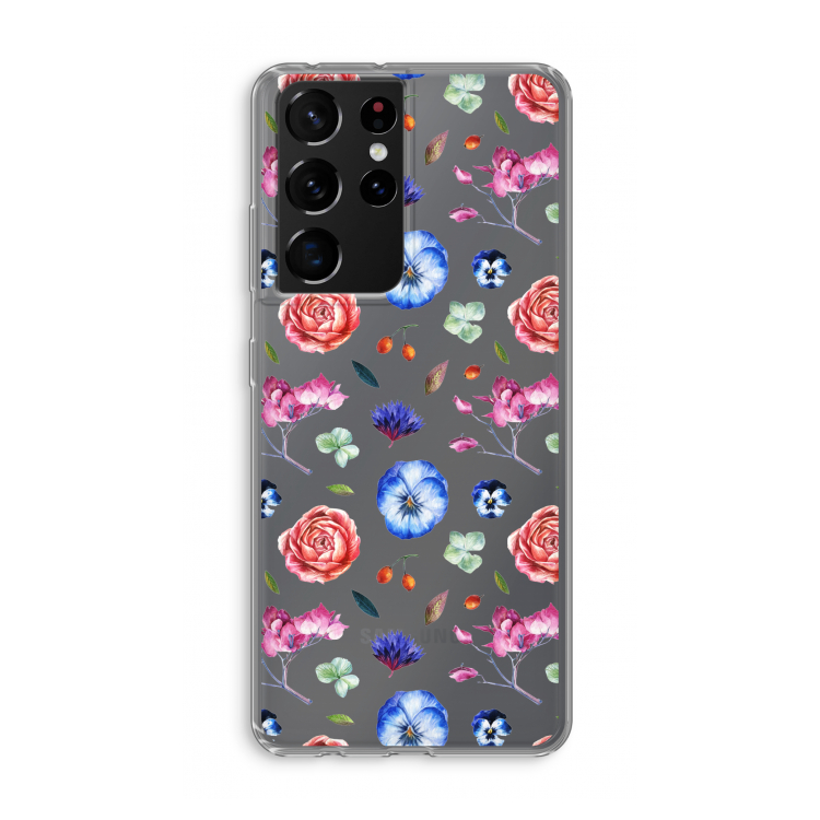 Bloemetjes: Samsung Galaxy S21 Ultra Transparant Hoesje