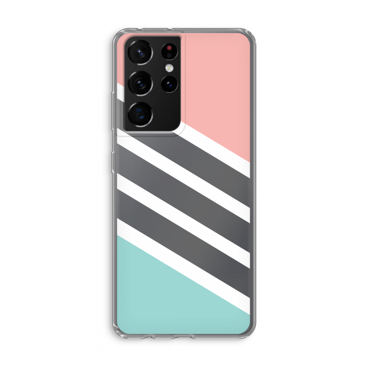 Strepen pastel: Samsung Galaxy S21 Ultra Transparant Hoesje