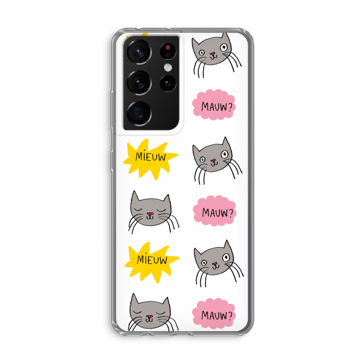 Meow: Samsung Galaxy S21 Ultra Transparant Hoesje