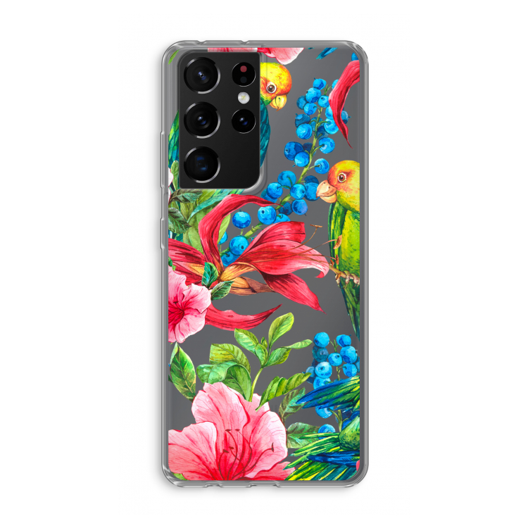 Papegaaien: Samsung Galaxy S21 Ultra Transparant Hoesje